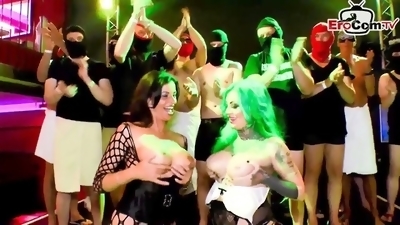 Cora Joy Button and her teenage friends indulge in a wild German creampie sex party