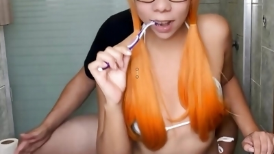Cute Girl Has to Put Up with the Old Pervert Who Fucks Her All Day Doesn't Let Her Brush Because She Has Nowhere to Live