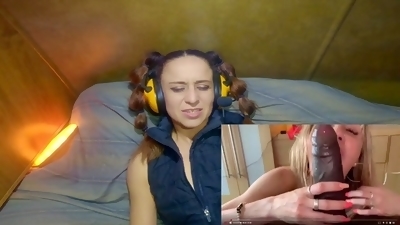 Blonde petite reacts to sucking BBC of her black partner