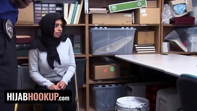 Big Titted Thief Ella Knox Submits Her Plump Pussy To Perv Officer In The Backroom - Hijabi thief reality