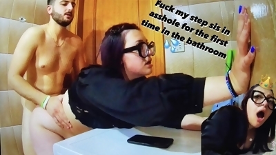 i fuck my stepsis in asshole for the first time in the bathroom