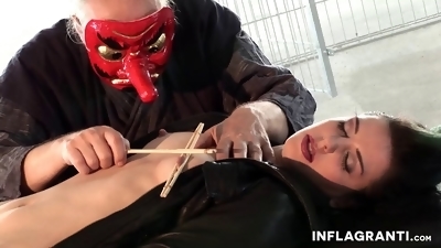 Masked dude punish her sexy slave