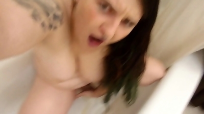Naughty girl urinates all over herself, finger fucks her wet cunt, and tastes her own jizz