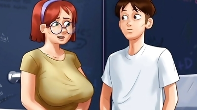 Summertime Saga Part 13 - He Cums All over His Girlfriend's Massive Boobs