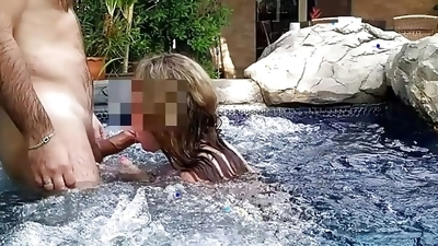 Sexy MILF fucked in jacuzzi outdoor - Amateur Russian couple