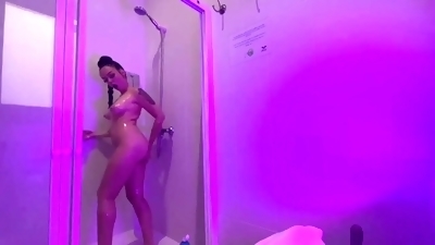 Catching my hot girlfriend masturbating in the shower - Real amateur video