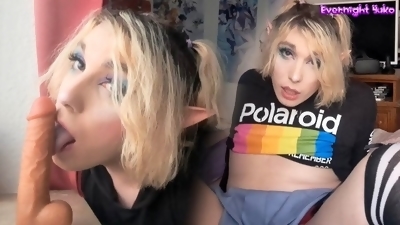 Elf Femboy suck your dick and rides you! POV