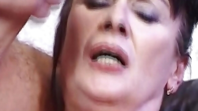 Sexy dark haired German lady gets a hard cock deep inside her hairy muff