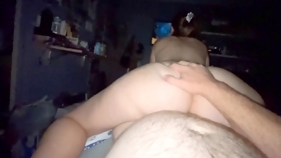 Voluptuous white wife with a juicy booty gives an amazing blowjob and rides his hard cock!