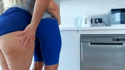 Sexy Milf With Shorts And Big Ass. Wife Got Horny In The Kitchen