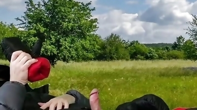 Just an Outdoors Down Mittens Self Handjob Video