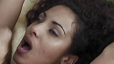 Interracial couple fuck ebony slut gets messy facial outdoors