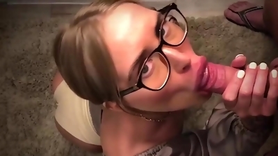 Amazing Chick With Glasses Gets Sperm Load In Her Mouth