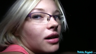 Sexy Glasses Babe Fucks On Public Stairwell 2