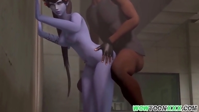 Widowmaker can't get enough of huge missionary cock!