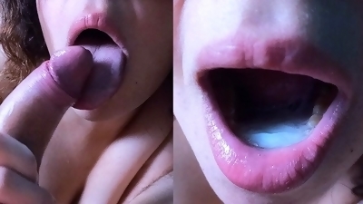 I've made a CREAMPIE POOL in my MOUTH after SUCKING this BIG COCK (POV, Blowjob)