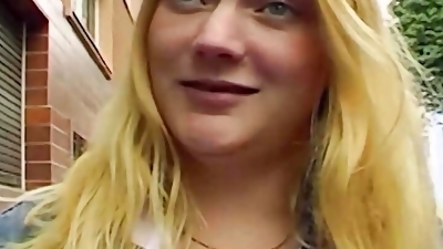 Good looking German blonde gets warm cum on her boobs