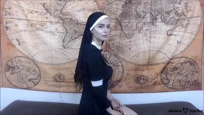 Possessed nun gets anal creampie