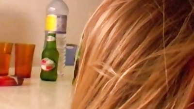 Beautiful blonde German babe gets her amazing round tits sprayed