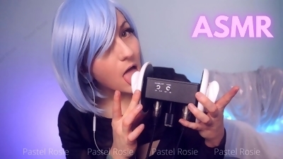 SFW ASMR Rem Re:Zero Ear Licking - PASTEL ROSIE Deeply Satisfying Sexy Cosplay Ear Eating Wet Sounds