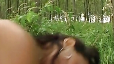 Outstanding German woman gets her pussy fucked in the middle of the woods
