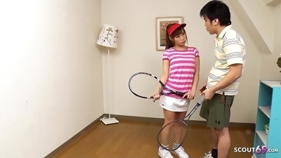 Cute Japanese Tennis Teen seduce to Creampie Fuck by her Coach