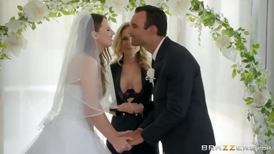 GILF Nina Hartley and young bride Jillian Janson 3some sex