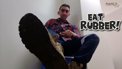 STEP GAY DAD - EAT RUBBER! - HOT DILF STEP UNCLE HAD A BAD DAY & WANTS YOU TO EAT & LICK HIS BOOTS!