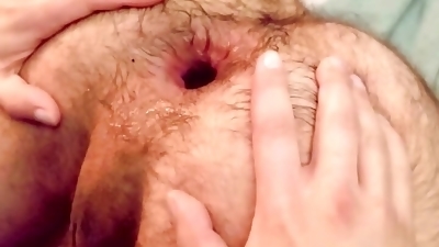 Hairy ass up gaping - toying with gape kisses and farts