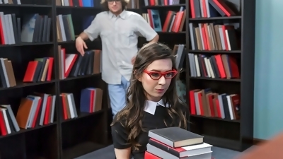 Nerdy babe Ariel Grace gets fucked in the library