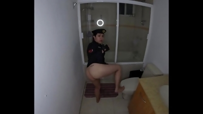 Horny Little Soldier Girl Takes A Break To Masturbate In The Bathroom