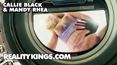 REALITY KINGS - Mandy Rhea Catches Callie Black Using The Washing Machine To Satisfy Herself