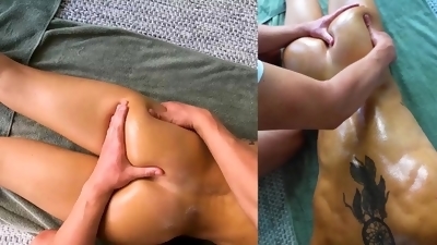 Erotic Oiled Massage Makes Her Fit Body Orgasm