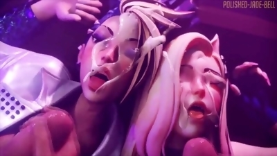 Jacking Of On The K/DA Sluts Until They Get A Big Facial