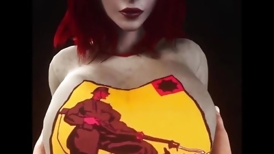Comrade Happily Playing WIth Her Commie Boobs