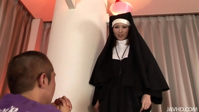 Naughty nun Rika Sakurai ass fucked and creamed