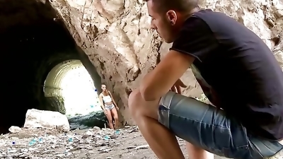 Noe milk gets fucked by a white man in the cave